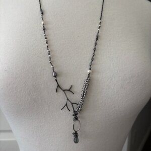 Handcrafted Pearl, Quartz, and Labradorite Necklace with Earrings